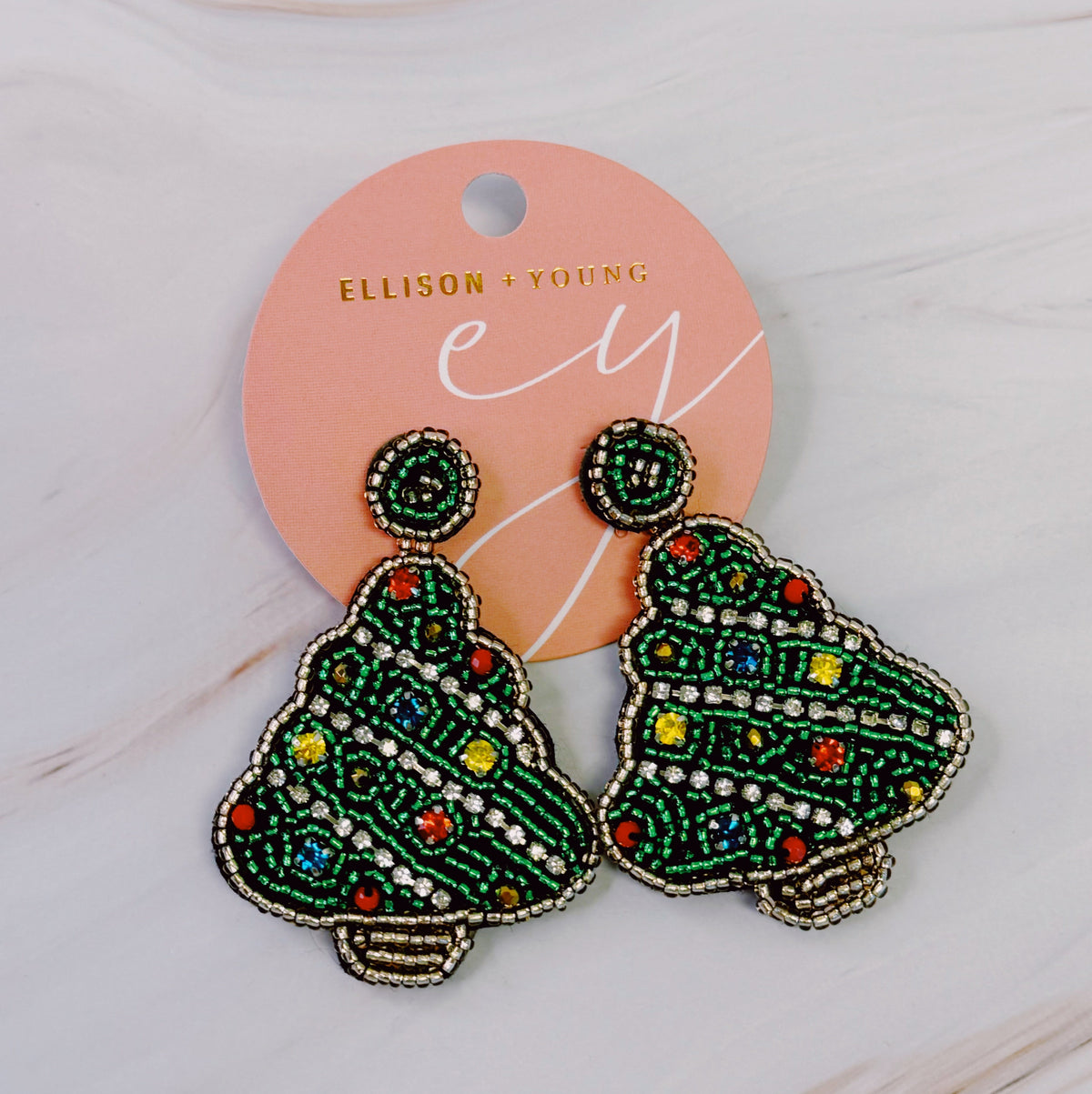 Beaded Christmas Tree Earrings
