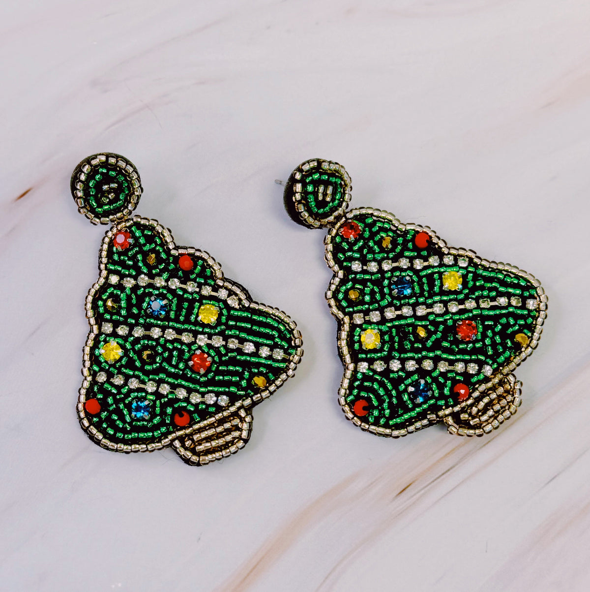 Beaded Christmas Tree Earrings
