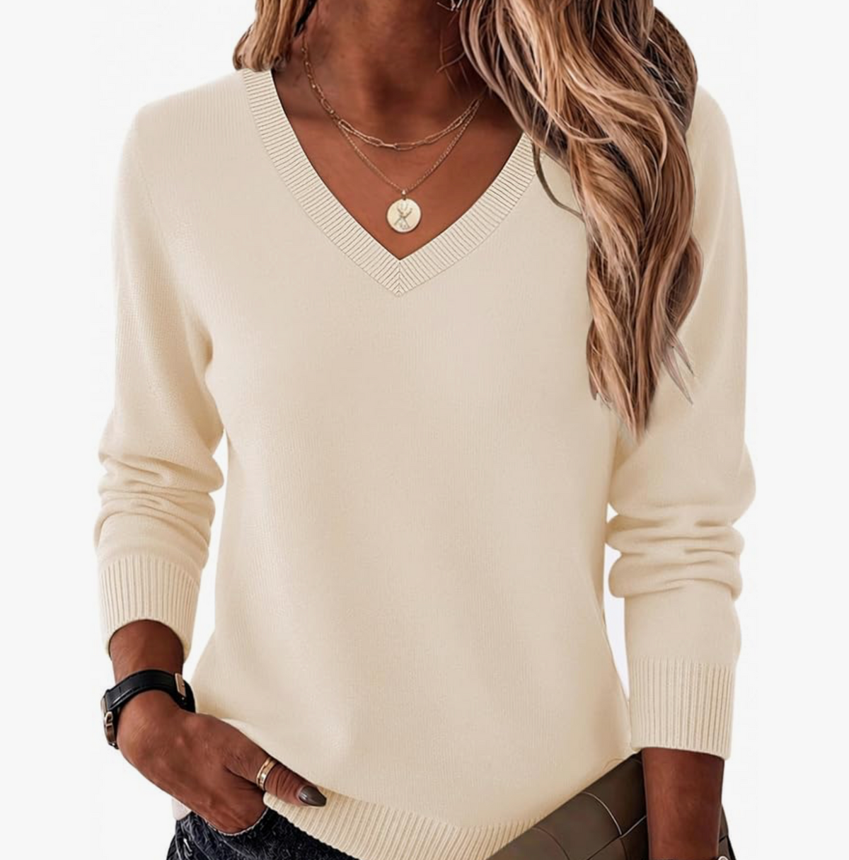 Cable Knit V-Neck Sweater