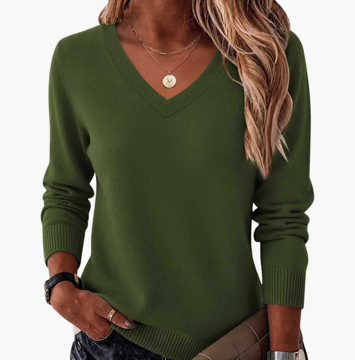 Cable Knit V-Neck Sweater