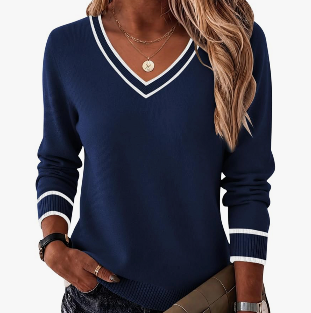 Cable Knit V-Neck Sweater