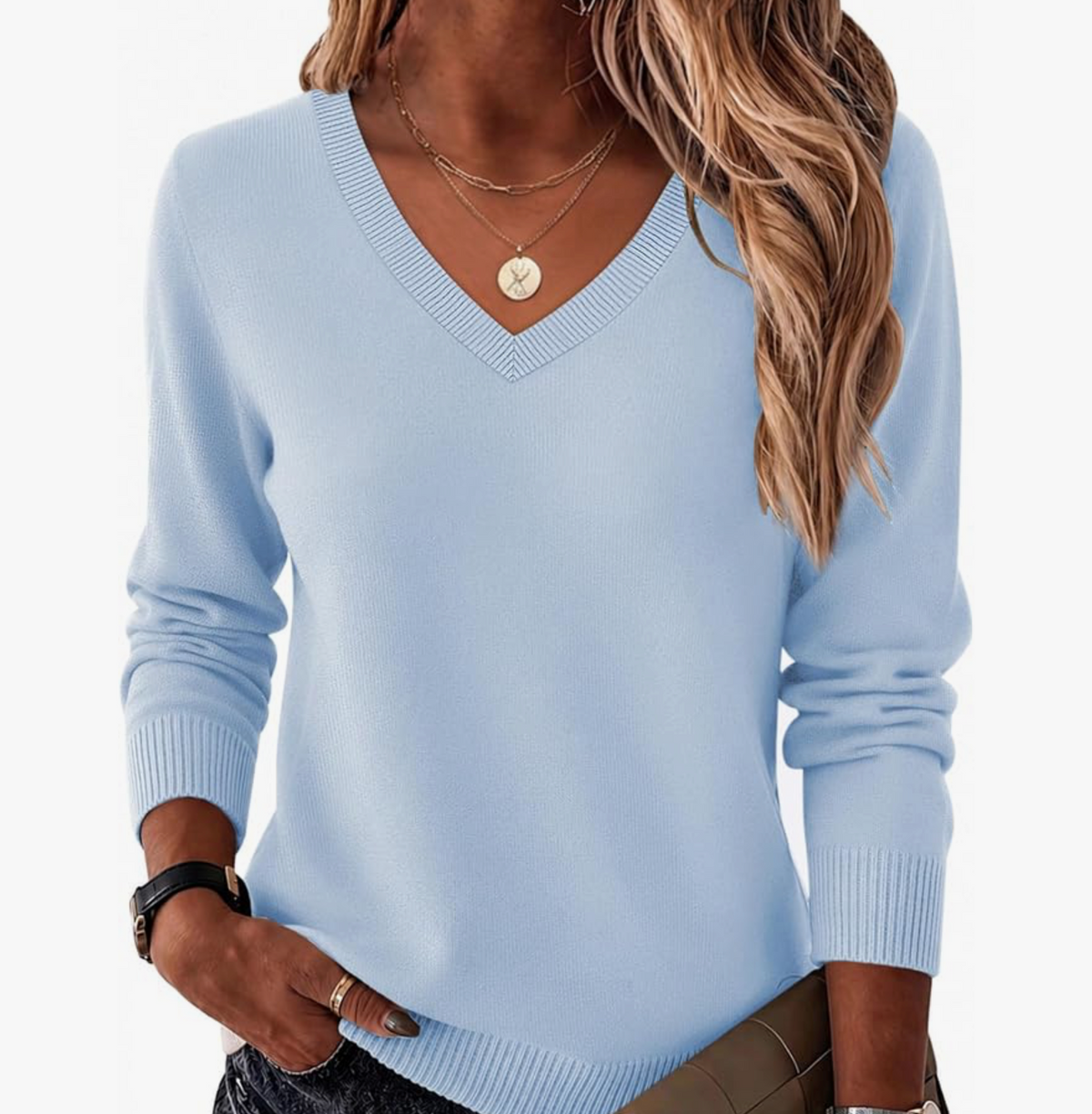 Cable Knit V-Neck Sweater