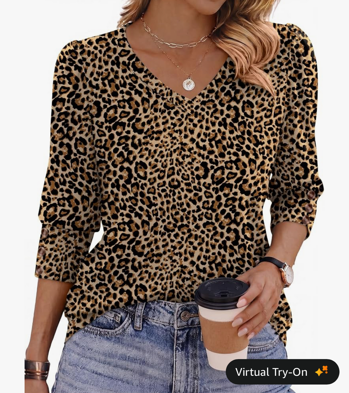 Puff Sleeve V Neck Top