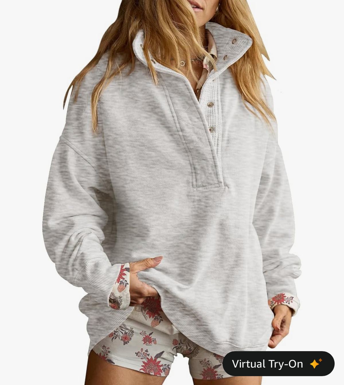 Oversized Henley Sweatshirt