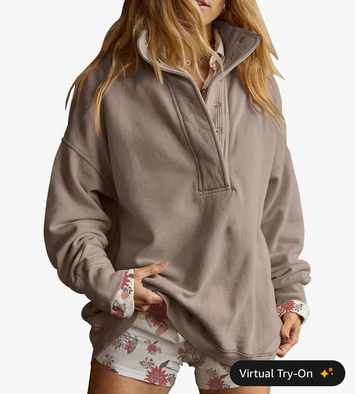 Oversized Henley Sweatshirt