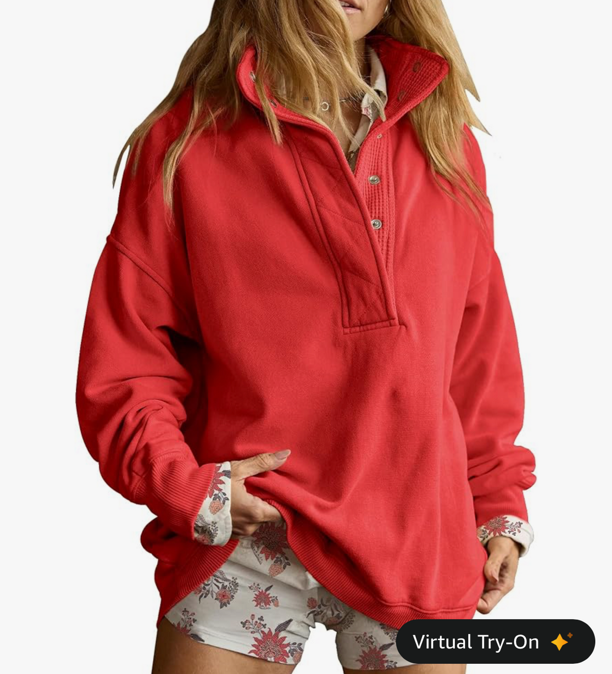 Oversized Henley Sweatshirt