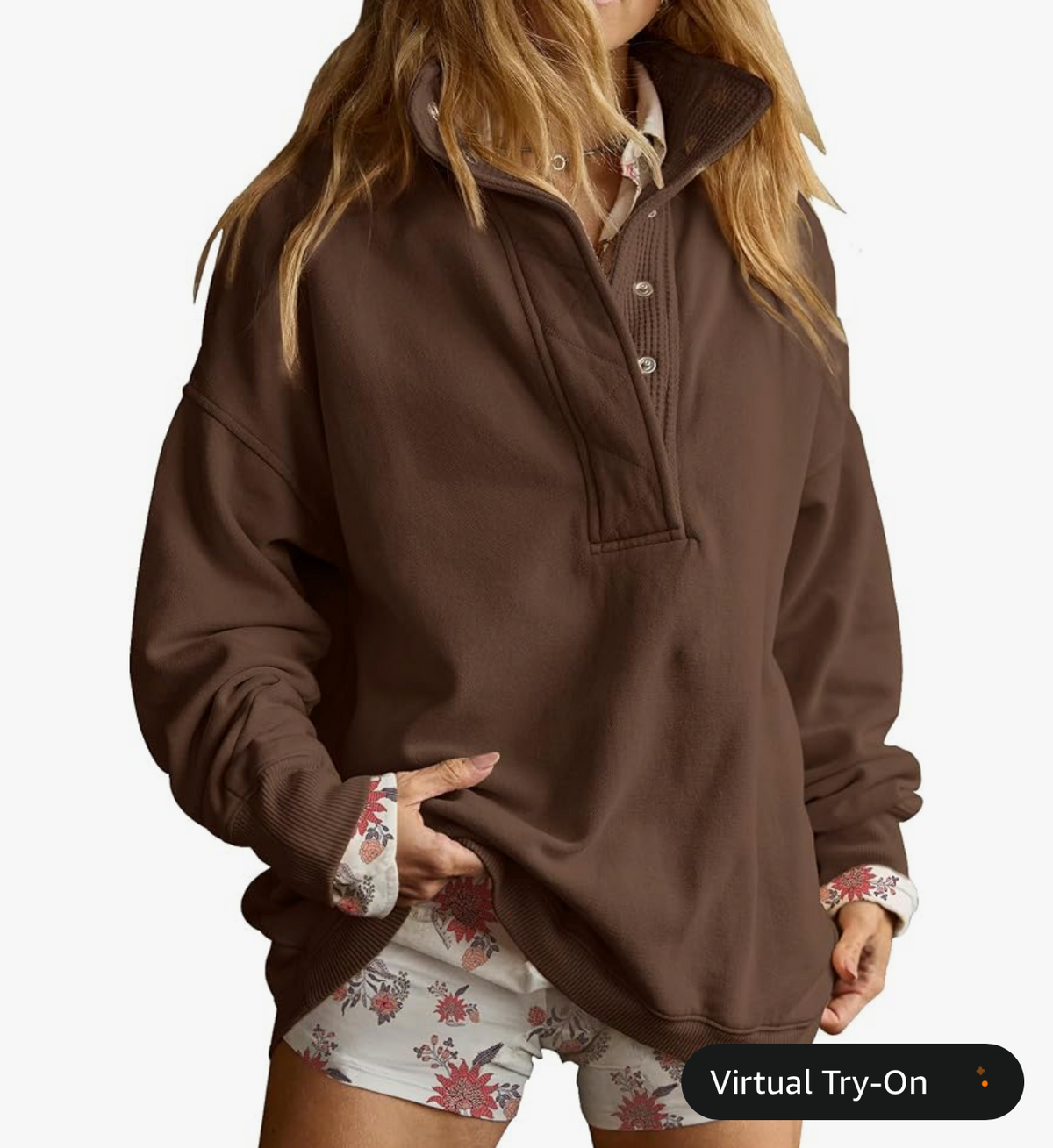 Oversized Henley Sweatshirt