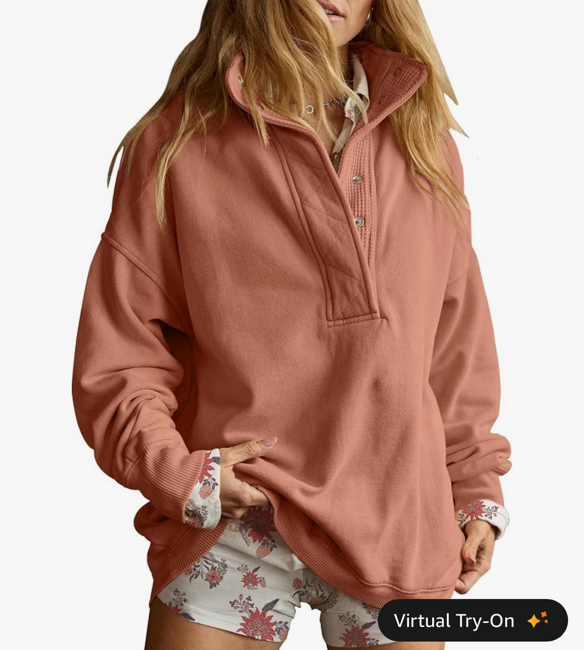 Oversized Henley Sweatshirt