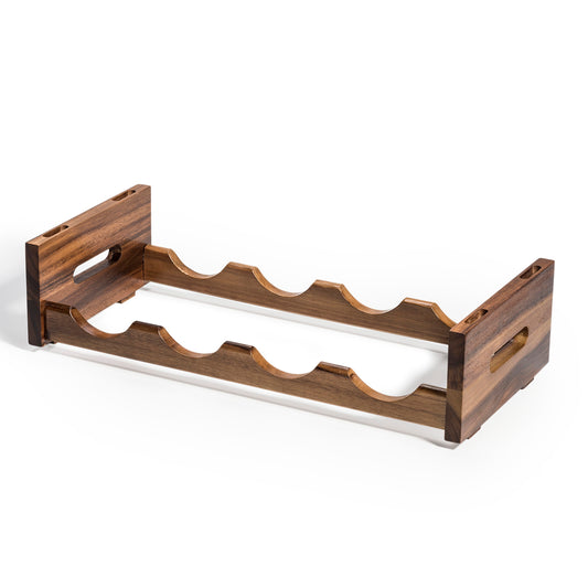 Wooden stackable wine rack with two tiers and four bottle spaces for counters or floors from DC-Kalmar Home in the Home and beyond collection